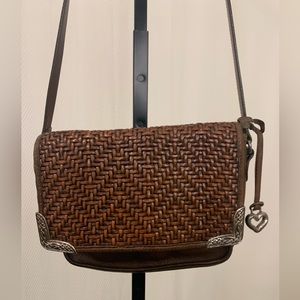 Brighton Woven Leather with Silver Hardware Crossbody Bag